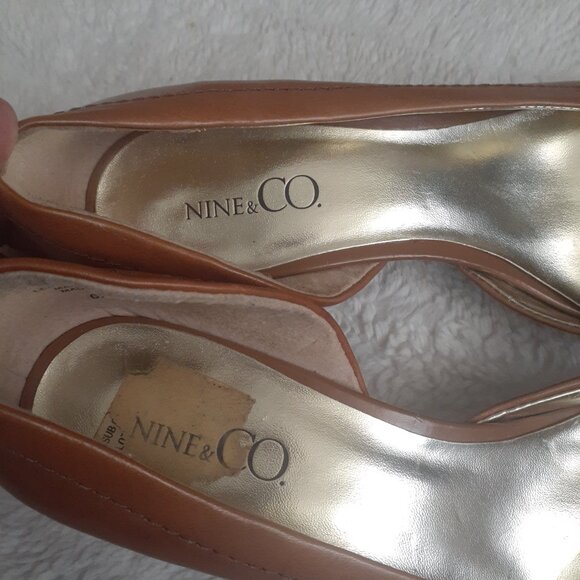 NINE & CO D'ORSAY HEELS POINTY TOE PUMPS JJBELISMA BROWN LEATHER-WOMENS SIZE 6.5 - Picture 6 of 7